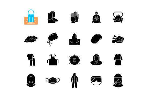 Medical PPE Black Glyph Icons: A Designer's Review