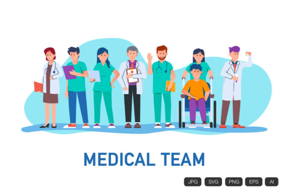 Medical Team Illustration: A Modern Embroidery Gem