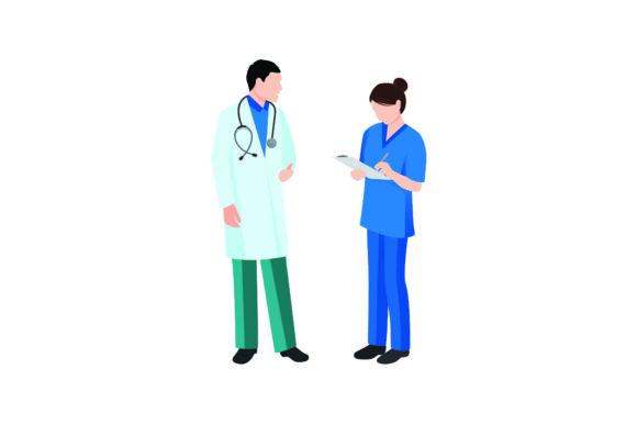 Reviewing Nurse Alk with Doctor for Embroidery